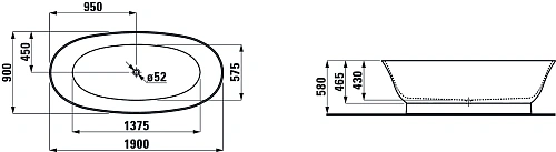 Ванна из искусственного камня Laufen The New Classic 190х90 2.2085.2.000.000.1 Ванна из искусственного камня Laufen The New Classic 190х90 2.2085.2.000.000.1