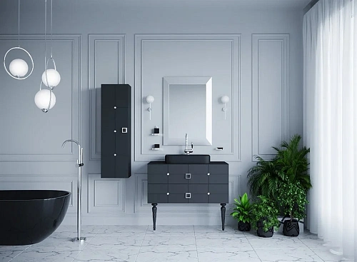 Шкаф-пенал Armadi Art Piazza 844-BCR черный+хром без ножек Шкаф-пенал Armadi Art Piazza 844-BCR черный+хром без ножек