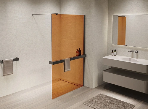 Душевая перегородка Vincea Walk-In VSW-1HR100GSGM 1000x2000 вороненая сталь, стекло янтарь Душевая перегородка Vincea Walk-In VSW-1HR100GSGM 1000x2000 вороненая сталь, стекло янтарь