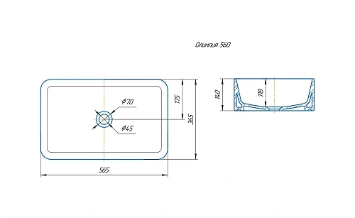 Раковина Kirovit Олимпия 56 см Олимпия 560 Раковина Kirovit Олимпия 56 см Олимпия 560