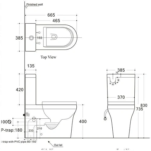 Чаша напольного унитаза Aquanet Rimless Nova-C1 BL-101N-TPT-A Чаша напольного унитаза Aquanet Rimless Nova-C1 BL-101N-TPT-A