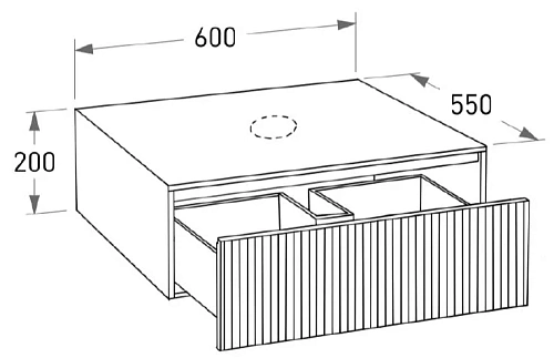 Тумба под раковину Salini Armonia 600x200 27A.1.600.200.11.1 с вырезом под сифон, подвесная Тумба под раковину Salini Armonia 600x200 27A.1.600.200.11.1 с вырезом под сифон, подвесная