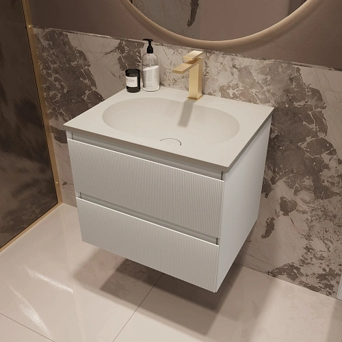 Тумба под раковину Vincea Welle 600 подвесная, белый матовый софт-тач Тумба под раковину Vincea Welle 600 подвесная, белый матовый софт-тач