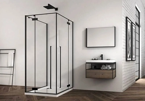 Душевой уголок ABBER Eins AG06099B 90x90 см универсальный, профиль черный, стекло прозрачное Душевой уголок ABBER Eins AG06099B 90x90 см универсальный, профиль черный, стекло прозрачное