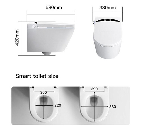 Унитаз SMART Timo TЕ-751B (580x380x420) с функцией биде подвесной с инсталляцией и черной матовой кнопкой Унитаз SMART Timo TЕ-751B (580x380x420) с функцией биде подвесной с инсталляцией и черной матовой кнопкой