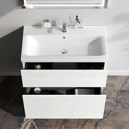 Тумба под раковину AM.PM Gem M90FSX0802WG напольная, 80 см push-to-open, белый, Тумба под раковину AM.PM Gem M90FSX0802WG напольная, 80 см push-to-open, белый,