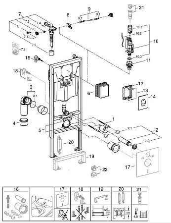 Инсталляция для унитаза GROHE Rapid SL (38721001) с панелью смыва Skate Air 3 в 1 Инсталляция для унитаза GROHE Rapid SL (38721001) с панелью смыва Skate Air 3 в 1