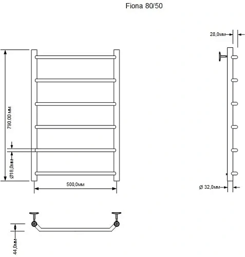 Полотенцесушитель водяной Aquanet Fiona 800x500, хром 00266737 Полотенцесушитель водяной Aquanet Fiona 800x500, хром 00266737