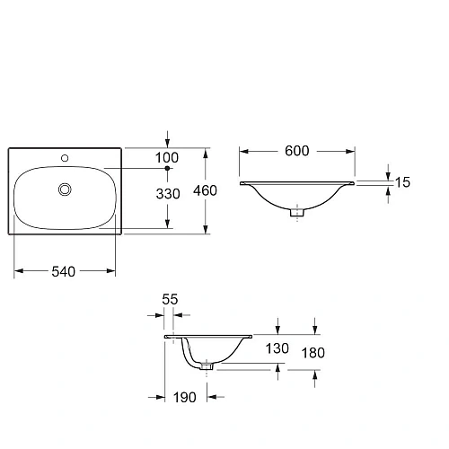 Раковина CEZARES MOLVENO CZR-1923-600 белый 600x460 керамика Раковина CEZARES MOLVENO CZR-1923-600 белый 600x460 керамика