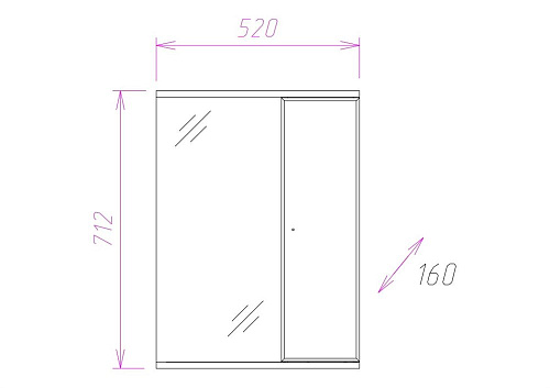 Зеркальный шкаф Onika НИКА 52.00 Универсальный 205213 Зеркальный шкаф Onika НИКА 52.00 Универсальный 205213