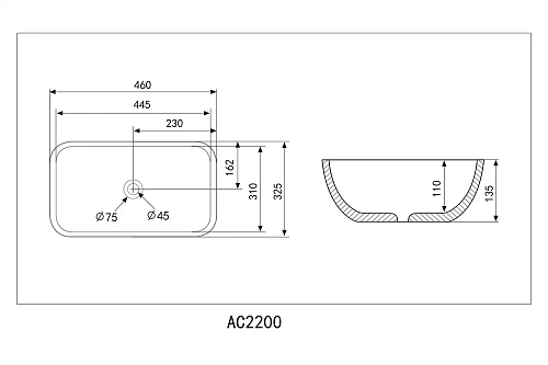 Раковина ABBER Rechteck AC2200MMG накладная золото матовое Раковина ABBER Rechteck AC2200MMG накладная золото матовое