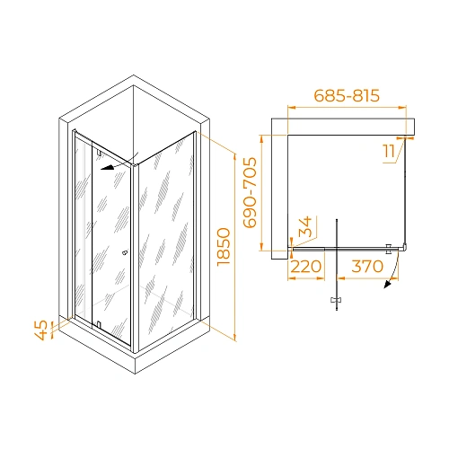 Душевой уголок RGW PA-32 (PA-02 + Z-050-1) 700x700 мм 41083277-011 хром Easy Clean Душевой уголок RGW PA-32 (PA-02 + Z-050-1) 700x700 мм 41083277-011 хром Easy Clean
