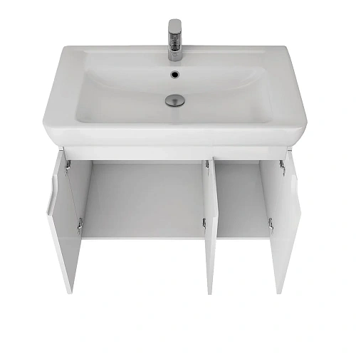 Тумба под раковину DREJA Q (D), 80 см, подвесная, 3 дверцы, белый глянец 99.1003 Тумба под раковину DREJA Q (D), 80 см, подвесная, 3 дверцы, белый глянец 99.1003