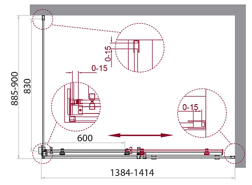 Душевой уголок BelBagno ACQUA-AH-1-140/90-C-Cr Душевой уголок BelBagno ACQUA-AH-1-140/90-C-Cr