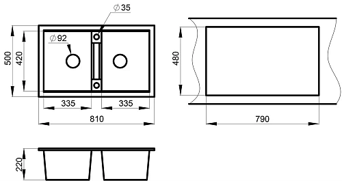 Кухонная мойка Granula 8101, АРКТИК (БЕЛЫЙ), кварц 810х500 Кухонная мойка Granula 8101, АРКТИК (БЕЛЫЙ), кварц 810х500