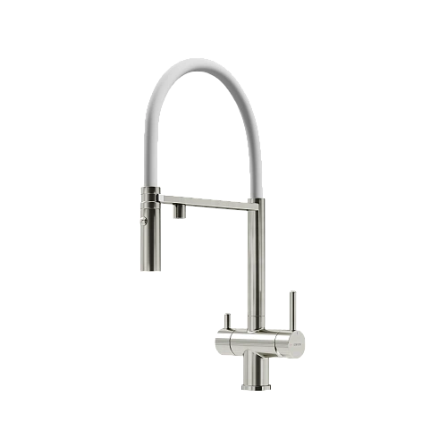 Смеситель для кухни SANCOS Imola SC4010BNwh с возможностью подключения фильтра для воды, брашированный никель с белым изливом Смеситель для кухни SANCOS Imola SC4010BNwh с возможностью подключения фильтра для воды, брашированный никель с белым изливом
