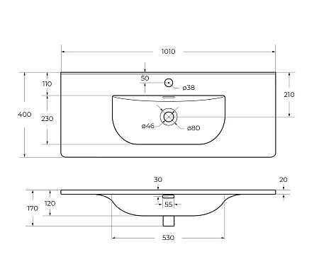 Раковина BelBagno BB-8099-3-100 1010x400 Раковина BelBagno BB-8099-3-100 1010x400