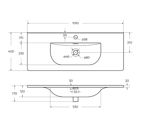Раковина BelBagno BB-8099-3-100 1010x400 Раковина BelBagno BB-8099-3-100 1010x400