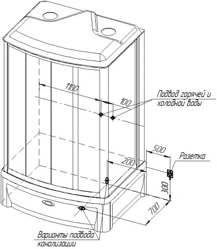Душевая кабина Radomir Диана 108х139 1-05-1-0-0-0610 высокий поддон с каркасом, слив-перелив, стекло прозрачное, профиль белый Душевая кабина Radomir Диана 108х139 1-05-1-0-0-0610 высокий поддон с каркасом, слив-перелив, стекло прозрачное, профиль белый