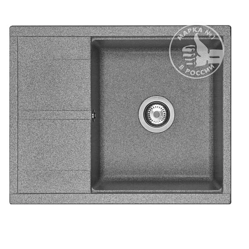 Кухонная мойка Aquaton Делия 65 1A718632DE230 из литого мрамора, серый Кухонная мойка Aquaton Делия 65 1A718632DE230 из литого мрамора, серый