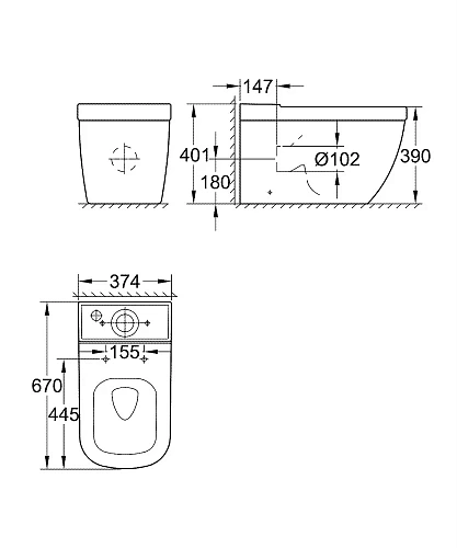 Унитаз напольный GROHE Euro Ceramic (без бачка и сиденья), альпин-белый (39338000) Унитаз напольный GROHE Euro Ceramic (без бачка и сиденья), альпин-белый (39338000)