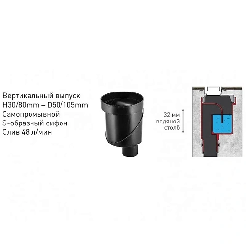 Душевой лоток BERGES С1 Norma 500 нержавеющая сталь, матовый черный, S-сифон D50/110 вертикальный 095036 Душевой лоток BERGES С1 Norma 500 нержавеющая сталь, матовый черный, S-сифон D50/110 вертикальный 095036