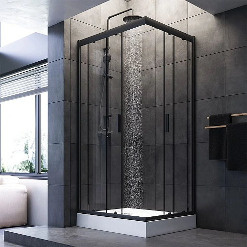 Душевой уголок AM.PM Gem S W93G-404-100280-BT 100х80 стекло прозрачное, профиль черный матовый Душевой уголок AM.PM Gem S W93G-404-100280-BT 100х80 стекло прозрачное, профиль черный матовый