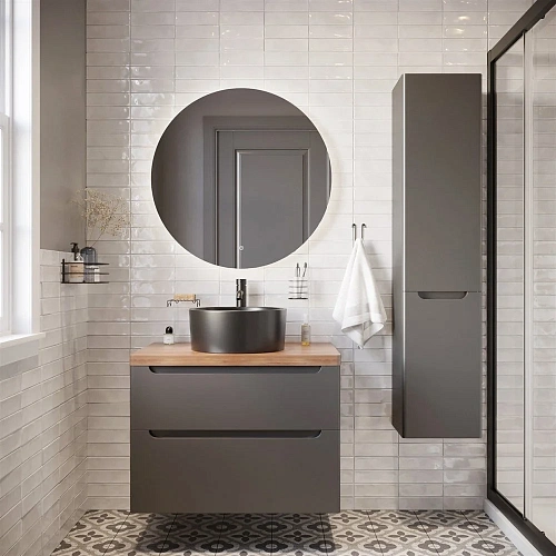 Комплект мебели STWORKI Берген 80 серая с темной столешницей, с раковиной на выбор 549495 Комплект мебели STWORKI Берген 80 серая с темной столешницей, с раковиной на выбор 549495