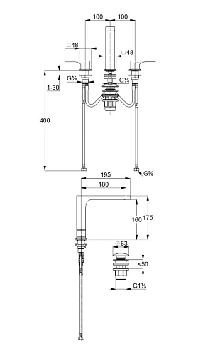 Смеситель для раковины Kludi DECUS 54393N275 оружейная сталь Смеситель для раковины Kludi DECUS 54393N275 оружейная сталь