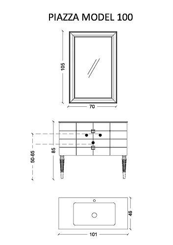 Тумба под раковину Armadi Art VALLESSI AVANTGARDE Piazza 100 белая-золото 841-100-WG Тумба под раковину Armadi Art VALLESSI AVANTGARDE Piazza 100 белая-золото 841-100-WG