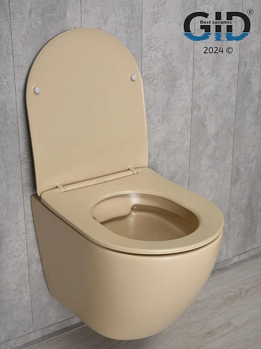 Унитаз подвесной Gid Sr2198 62210Y светло-коричневый матовый 49x36x35.5 с крышкой микролифт Унитаз подвесной Gid Sr2198 62210Y светло-коричневый матовый 49x36x35.5 с крышкой микролифт