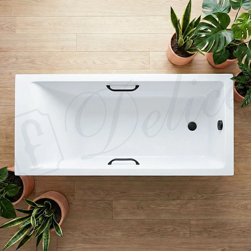 Ванна из искусственного камня Delice Diapason Ultra 180х80 DLR330052RB-G с узким бортом глянцевая с черными ручками Ванна из искусственного камня Delice Diapason Ultra 180х80 DLR330052RB-G с узким бортом глянцевая с черными ручками