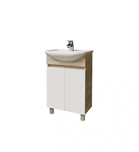 Тумба под раковину GROSSMAN ПОЛО-55 см дуб сонома/белая (ум.Уют-55) 105501-1 напольная Тумба под раковину GROSSMAN ПОЛО-55 см дуб сонома/белая (ум.Уют-55) 105501-1 напольная