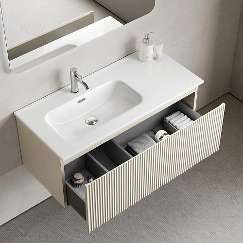 Тумба под раковину SANCOS Snob SNR1.0100LCE R 1.0 995х445х406 Beige Soft подвесная Тумба под раковину SANCOS Snob SNR1.0100LCE R 1.0 995х445х406 Beige Soft подвесная