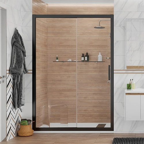 Душевая дверь STWORKI Стокгольм 150 см профиль черный матовый 467434 Душевая дверь STWORKI Стокгольм 150 см профиль черный матовый 467434