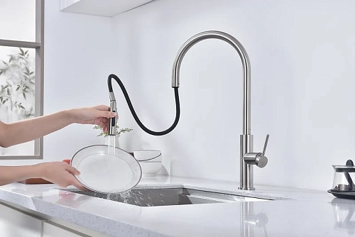 Смеситель для кухни Paulmark Senso брашированная сталь Se215180-BS Смеситель для кухни Paulmark Senso брашированная сталь Se215180-BS