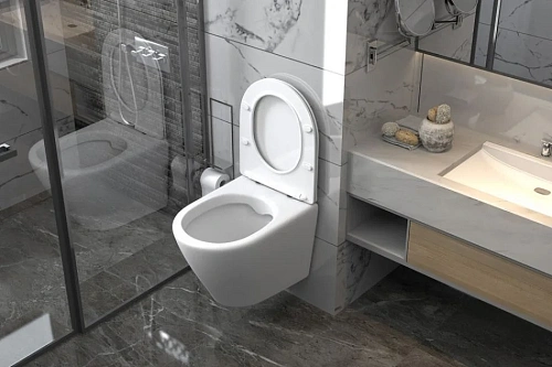 Унитаз подвесной ABBER Bequem AC1102 белый, безободковый с крышкой микролифт Унитаз подвесной ABBER Bequem AC1102 белый, безободковый с крышкой микролифт