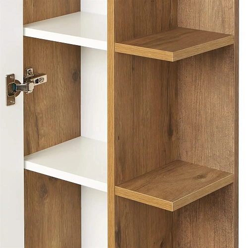 Шкаф-пенал Aquaton Сканди с зеркалом белый, дуб рустикальный 1A253403SDZ90 Шкаф-пенал Aquaton Сканди с зеркалом белый, дуб рустикальный 1A253403SDZ90