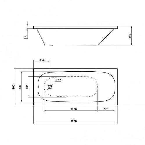 Акриловая ванна BERGES NELU 180x80 050021 Акриловая ванна BERGES NELU 180x80 050021
