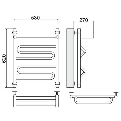 Полотенцесушитель водяной Ника CURVE ЛZ ВП 60/50 Полотенцесушитель водяной Ника CURVE ЛZ ВП 60/50