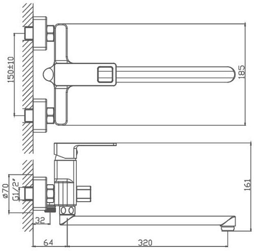 Смеситель для ванны Haiba HB22615, хром Смеситель для ванны Haiba HB22615, хром