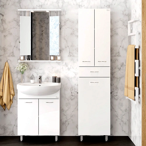 Шкаф-пенал Onika Модерн 46 см 404601 напольный, белый, универсальный Шкаф-пенал Onika Модерн 46 см 404601 напольный, белый, универсальный