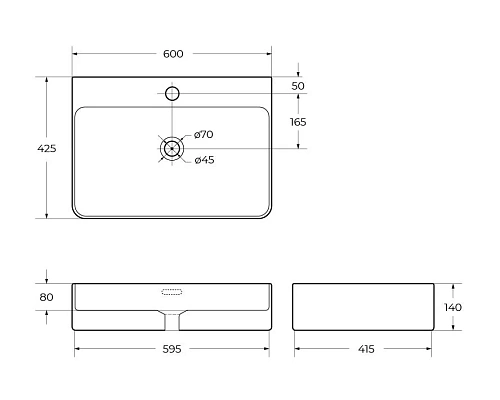 Раковина BelBagno BB1338 600x425 белый Раковина BelBagno BB1338 600x425 белый