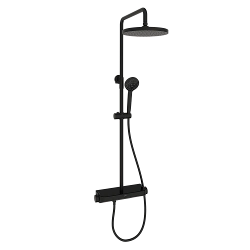 Душевая система SANCOS Teo SC11002MB c термостатом, встроенным изливом, с регулировкой по высоте, черный матовый Душевая система SANCOS Teo SC11002MB c термостатом, встроенным изливом, с регулировкой по высоте, черный матовый