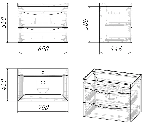 Тумба под раковину GROSSMAN ТАЛИС-70 см(ум.Classika-70) бетон пайн/белый глянец подвесная 107011 Тумба под раковину GROSSMAN ТАЛИС-70 см(ум.Classika-70) бетон пайн/белый глянец подвесная 107011