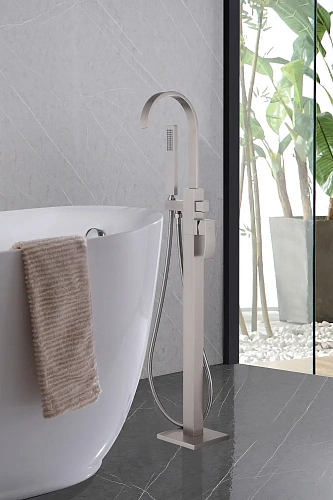 Смеситель для ванны ABBER Wasserfall AF8615SP напольный с душем, сатин Смеситель для ванны ABBER Wasserfall AF8615SP напольный с душем, сатин