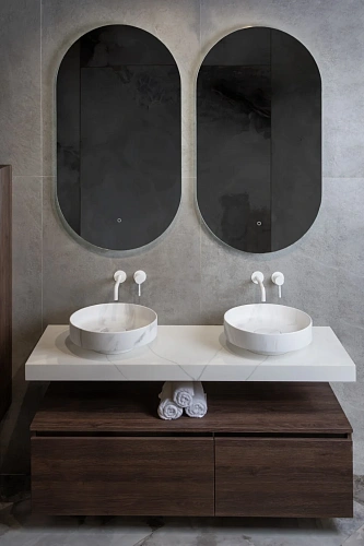 Раковина Boheme Corian 400x130 Calacatta 801-CLCT накладная Раковина Boheme Corian 400x130 Calacatta 801-CLCT накладная