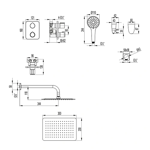 Душевая система Lemark Bronx LM3749BL термостатическая, встраиваемая, черный Душевая система Lemark Bronx LM3749BL термостатическая, встраиваемая, черный