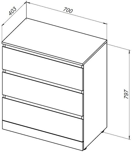 Комод Aquanet Сканди 700x400 Дуб эдгрейн (3 ящика) 00302549 Комод Aquanet Сканди 700x400 Дуб эдгрейн (3 ящика) 00302549