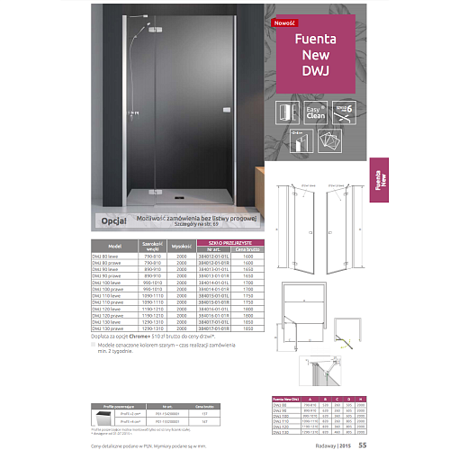 Душевая дверь Radaway Fuenta New DWJ 110R 1100x2000 Хром/прозрачное/6mm 384015-01-01R Душевая дверь Radaway Fuenta New DWJ 110R 1100x2000 Хром/прозрачное/6mm 384015-01-01R